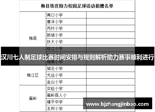 汉川七人制足球比赛时间安排与规则解析助力赛事顺利进行